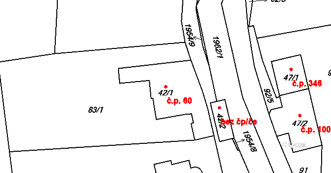 Dolní Libchavy 60, Libchavy na parcele st. 42/1 v KÚ Dolní Libchavy, Katastrální mapa