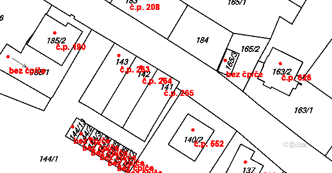 Veselí nad Lužnicí I 265, Veselí nad Lužnicí na parcele st. 141 v KÚ Veselí nad Lužnicí, Katastrální mapa