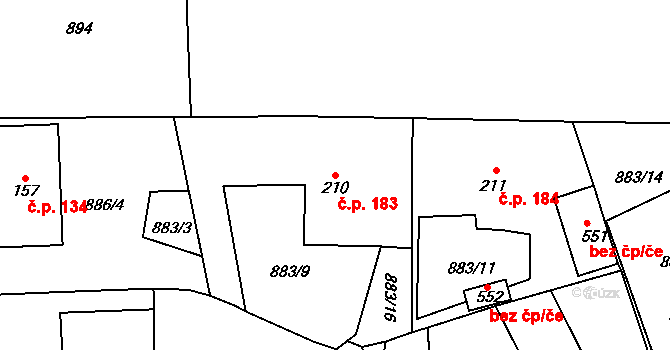 Velká Ves 183, Broumov na parcele st. 210 v KÚ Velká Ves u Broumova, Katastrální mapa