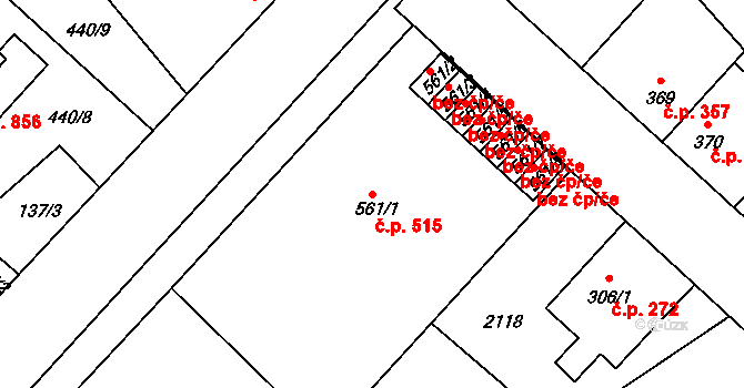 Sezemice 515 na parcele st. 561/1 v KÚ Sezemice nad Loučnou, Katastrální mapa