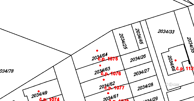 Holice 1075 na parcele st. 2034/64 v KÚ Holice v Čechách, Katastrální mapa