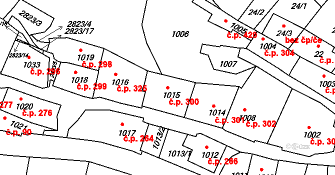 Štramberk 300 na parcele st. 1015 v KÚ Štramberk, Katastrální mapa