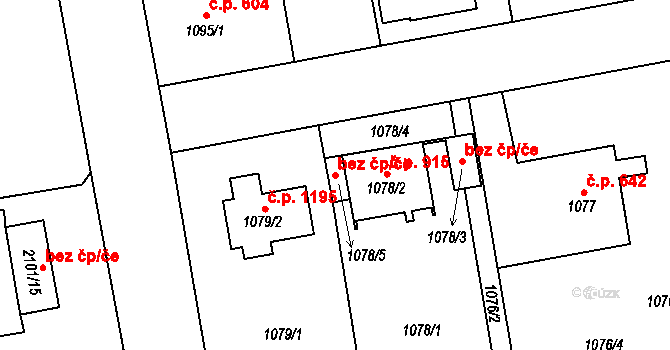 Třemošná 89972929 na parcele st. 1078/5 v KÚ Třemošná, Katastrální mapa