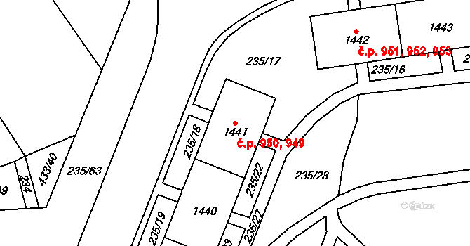 Světlá nad Sázavou 949,950 na parcele st. 1441 v KÚ Světlá nad Sázavou, Katastrální mapa