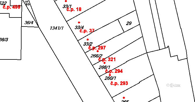 Smržice 321 na parcele st. 266/2 v KÚ Smržice, Katastrální mapa