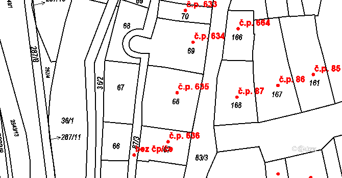Lipník nad Bečvou I-Město 635, Lipník nad Bečvou na parcele st. 68 v KÚ Lipník nad Bečvou, Katastrální mapa