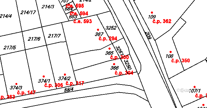 Tovačov I-Město 300, Tovačov na parcele st. 365 v KÚ Tovačov, Katastrální mapa