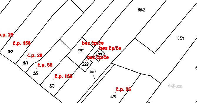 Holešov 121284930 na parcele st. 400 v KÚ Žopy, Katastrální mapa