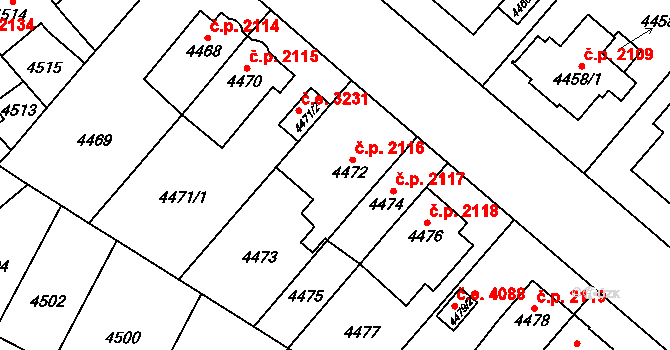 Jihlava 2116 na parcele st. 4472 v KÚ Jihlava, Katastrální mapa