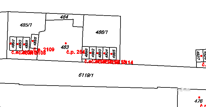 Jihlava 2113 na parcele st. 486/4 v KÚ Jihlava, Katastrální mapa