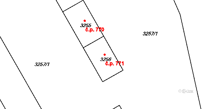 Lyžbice 771, Třinec na parcele st. 3256 v KÚ Lyžbice, Katastrální mapa