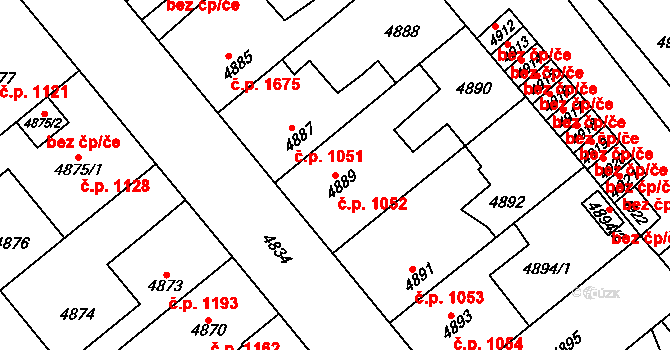 Kročehlavy 1052, Kladno na parcele st. 4889 v KÚ Kročehlavy, Katastrální mapa