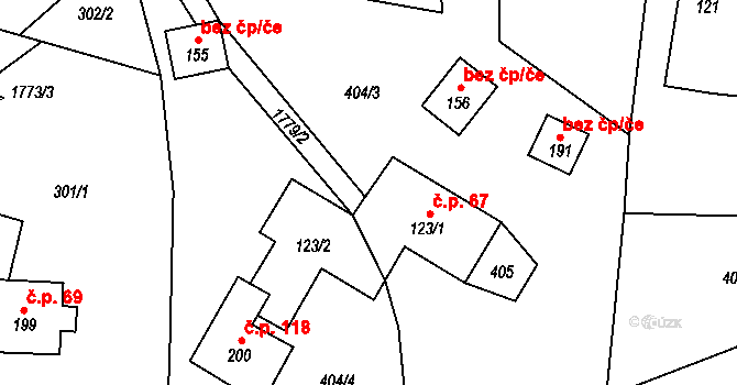 Peřimov 67 na parcele st. 123/1 v KÚ Peřimov, Katastrální mapa