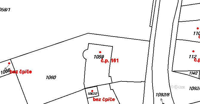 Samotišky 161 na parcele st. 1059 v KÚ Samotíšky, Katastrální mapa