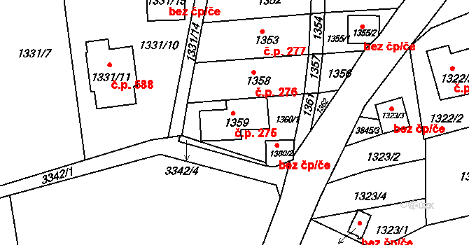 Podmoklice 275, Semily na parcele st. 1359 v KÚ Semily, Katastrální mapa