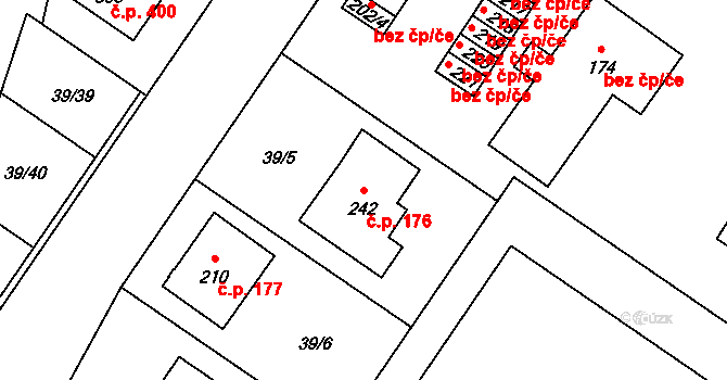 Borek 176 na parcele st. 242 v KÚ Borek u Českých Budějovic, Katastrální mapa
