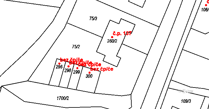 Chornice 200 na parcele st. 260/2 v KÚ Chornice, Katastrální mapa