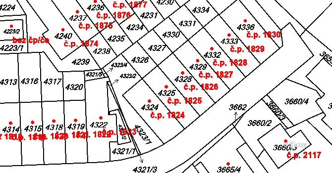 Řečkovice 1825, Brno na parcele st. 4325 v KÚ Řečkovice, Katastrální mapa