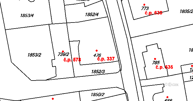 Česká Kamenice 337 na parcele st. 476 v KÚ Česká Kamenice, Katastrální mapa