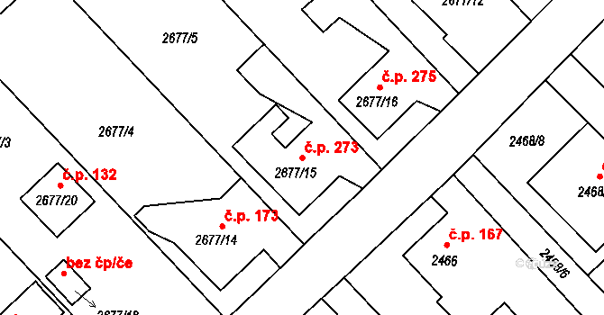 Sviadnov 273 na parcele st. 2677/15 v KÚ Sviadnov, Katastrální mapa