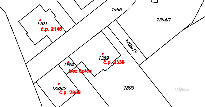 Smíchov 2338, Praha na parcele st. 1389 v KÚ Smíchov, Katastrální mapa