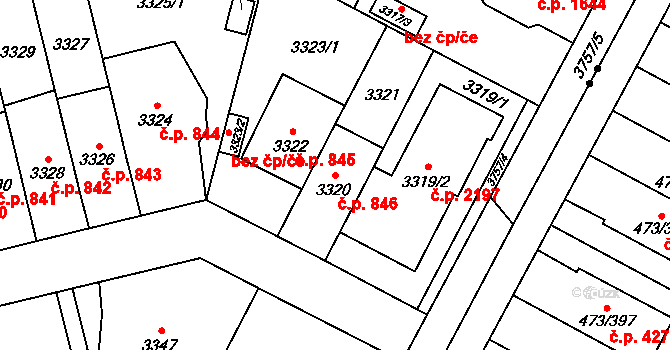 Břevnov 846, Praha na parcele st. 3320 v KÚ Břevnov, Katastrální mapa
