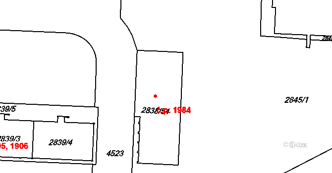 Strašnice 1984, Praha na parcele st. 2838/54 v KÚ Strašnice, Katastrální mapa