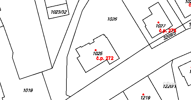 Příbram II 272, Příbram na parcele st. 1025 v KÚ Příbram, Katastrální mapa