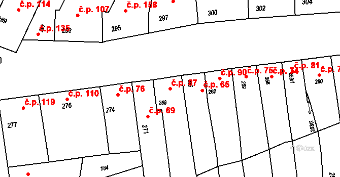 Unkovice 87 na parcele st. 268 v KÚ Unkovice, Katastrální mapa
