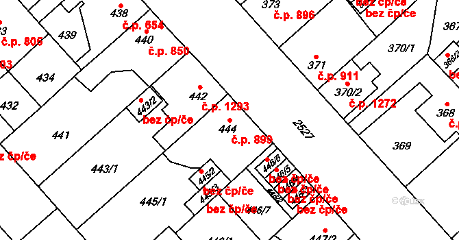 Doubravka 899, Plzeň na parcele st. 444 v KÚ Doubravka, Katastrální mapa