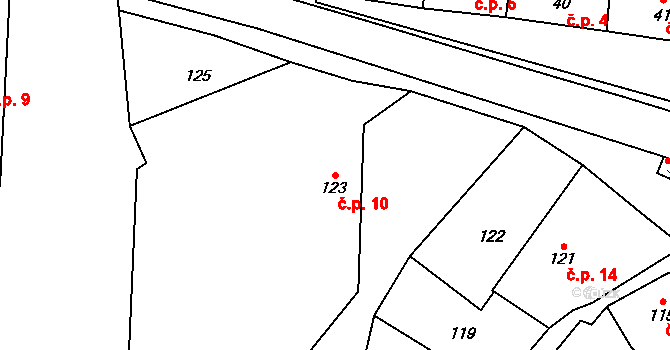 Nuzířov 10, Malhostovice na parcele st. 123 v KÚ Nuzířov, Katastrální mapa