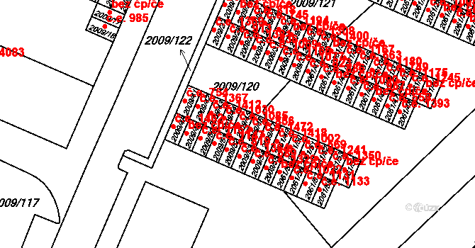 Chomutov 1085 na parcele st. 2009/45 v KÚ Chomutov I, Katastrální mapa
