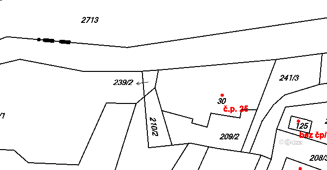 Skokovy 25, Žďár na parcele st. 30 v KÚ Žehrov, Katastrální mapa