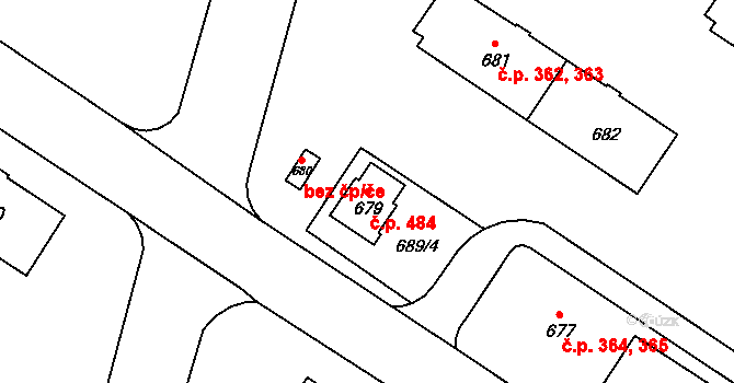 Milovice 484 na parcele st. 679 v KÚ Milovice nad Labem, Katastrální mapa
