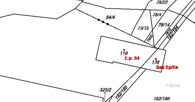 Noutonice 54, Lichoceves na parcele st. 119 v KÚ Noutonice, Katastrální mapa