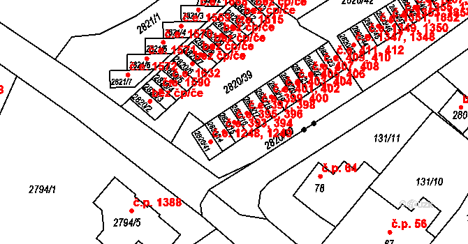 Děčín 42888930 na parcele st. 2820/15 v KÚ Děčín, Katastrální mapa