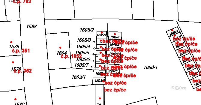 Třešť 43351930 na parcele st. 1605/5 v KÚ Třešť, Katastrální mapa