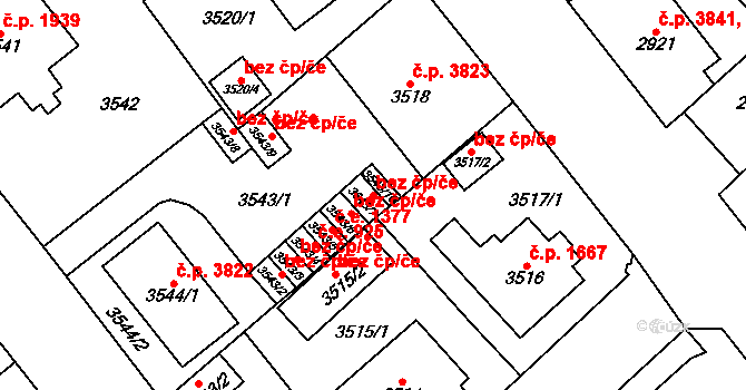 Chomutov 43594930 na parcele st. 3543/7 v KÚ Chomutov I, Katastrální mapa