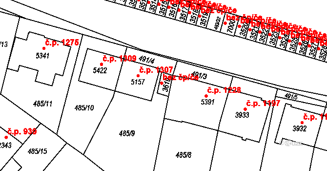 Třebíč 44161930 na parcele st. 3619 v KÚ Třebíč, Katastrální mapa