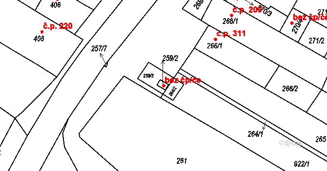 Veselí nad Moravou 44838930 na parcele st. 259/2 v KÚ Milokošť, Katastrální mapa