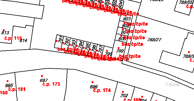 Proboštov 45110930 na parcele st. 797 v KÚ Proboštov u Teplic, Katastrální mapa