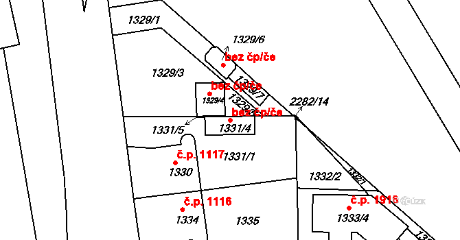 Teplice 45133930 na parcele st. 1331/4 v KÚ Teplice-Trnovany, Katastrální mapa