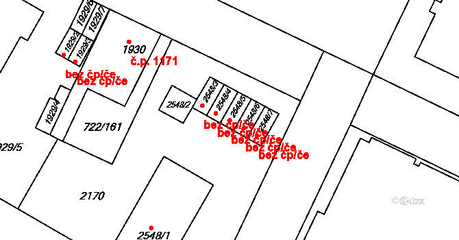 Hradec Králové 46383930 na parcele st. 2548/5 v KÚ Pražské Předměstí, Katastrální mapa