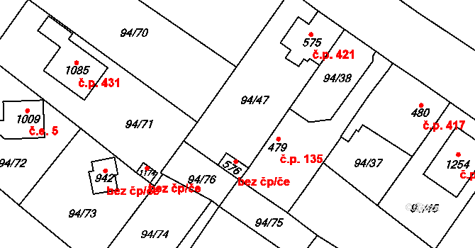 Košťany 49913930 na parcele st. 576 v KÚ Košťany, Katastrální mapa