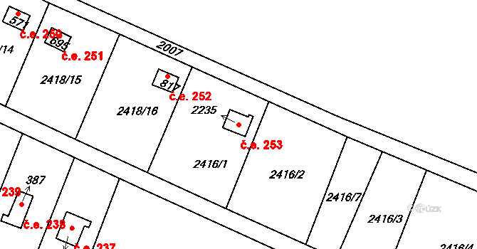 Lačnov 253, Svitavy na parcele st. 2235 v KÚ Moravský Lačnov, Katastrální mapa