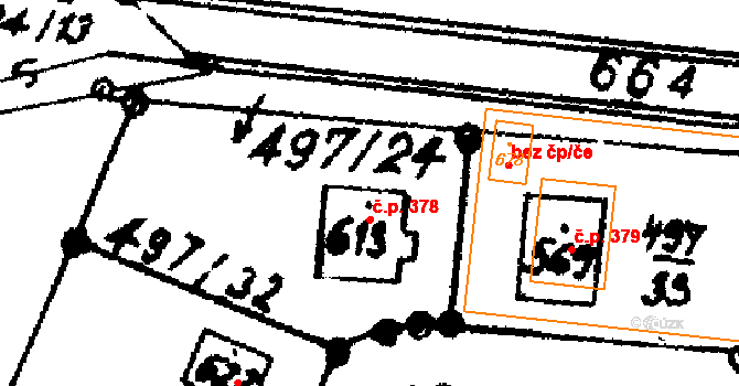 Nasavrky 378 na parcele st. 613 v KÚ Nasavrky, Katastrální mapa