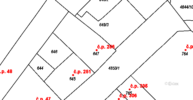 Choceňské Předměstí 256, Vysoké Mýto na parcele st. 647 v KÚ Vysoké Mýto, Katastrální mapa