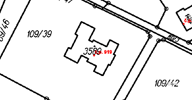 Čeladná 919 na parcele st. 3589 v KÚ Čeladná, Katastrální mapa