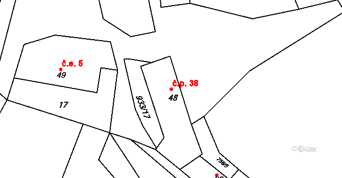 Chotýš 38, Vitice na parcele st. 48 v KÚ Chotýš, Katastrální mapa