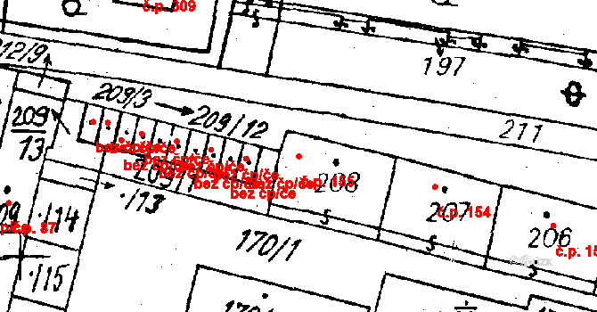 Vlkýš 155, Heřmanova Huť na parcele st. 208 v KÚ Vlkýš, Katastrální mapa